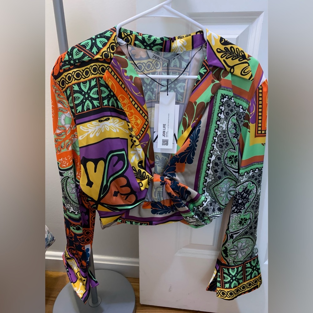 Zara colorful Satin Crop top